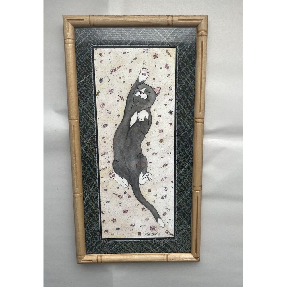Brett Keast Lazy Cat Signed Art 47/300 90s Cute Novelty Decor Kids